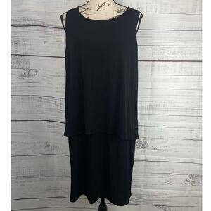 Chicos 1 Tank Dress Womens M Black Sleeveless Keyhole Back Stretch
